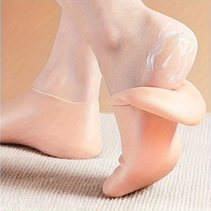 [Moisturizing Socks] Silicone Moisturizing Spa Socks | 1 Pair | Silicone | High Elasticity, Reusable, Non-Slip Gel Heel, Formaldehyde-Free | Overnight Use, Home Foot Care