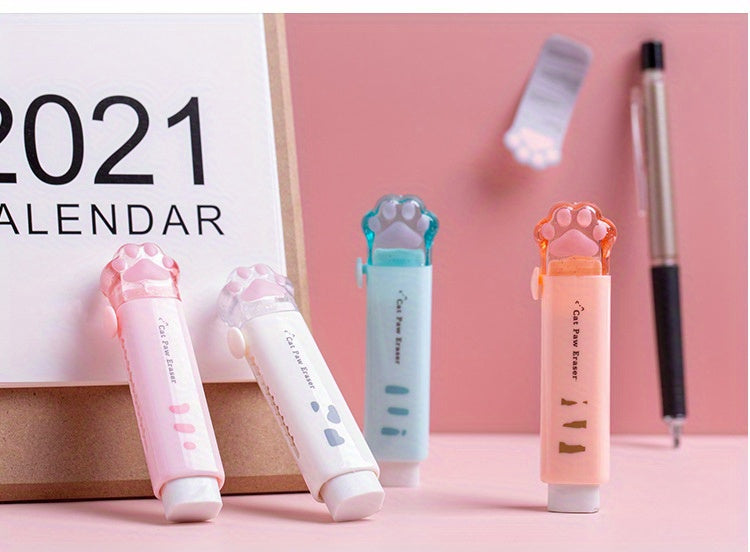 Push-pull Cat paw cute eraser girl pencil eraser student rubber Cartoon pen eraser school supplies prizes Office eraser