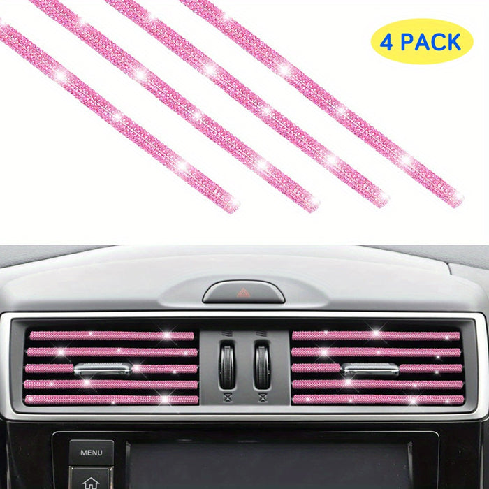 4pcs Rhinestone Car Air Vent Trim, 4 Pcs Bendable Air Conditioner Decoration for Women, Universal Interior Accessories