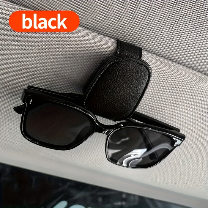 [1pcs Universal Sun Visor Glasses] 1pc Universal Car Sun Visor Glasses Clip, Pu Material, Auto Eyeglasses Holder, Vehicle Interior Accessories, Eyewear Storage Bracket