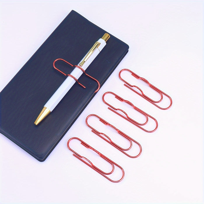 1pc/5pcs Metal Love Creative Paperclip Style Pen Holder, Simple Portable Student Notebook Holder Accessories Round Ballpoint Pen Clip