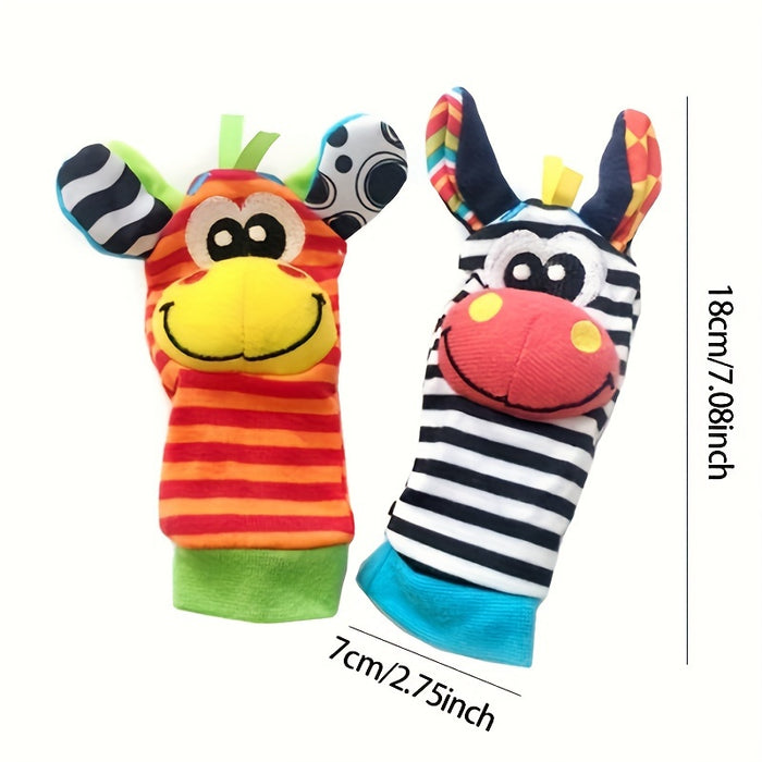 Newborn Baby Cartoon Animal Wrist Bell Rattle Socks, New Set Of And Plush Stuffed Toys, Cute And Comfortable Children'S Indoor Socks, Colourful And Diverse Styles, Gifts For Boys And Girls Doll Wrist Watch