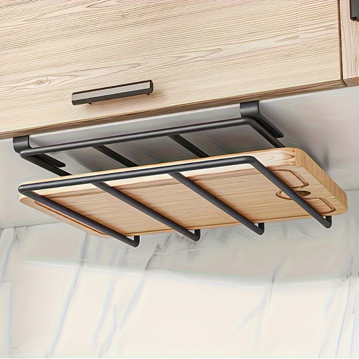 1pc Versatile 3-Tier Kitchen Rack - Space-Saving Wall-Mounted Metal Shelf for Paper Towels, Pot Lids & Cutting Boards with Wooden Accents - Sleek Modern Design for Efficient Storage, Kitchen Organizers And Storage, Utility Ra