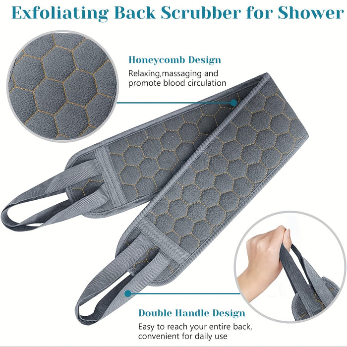 3pcs/set Back Exfoliating Set, Bath Glove, Loofah Sponge, Exfoliating Bath Washcloth Towel, Back Scrubber For Shower, Spa, Massage And Body Scrubs
