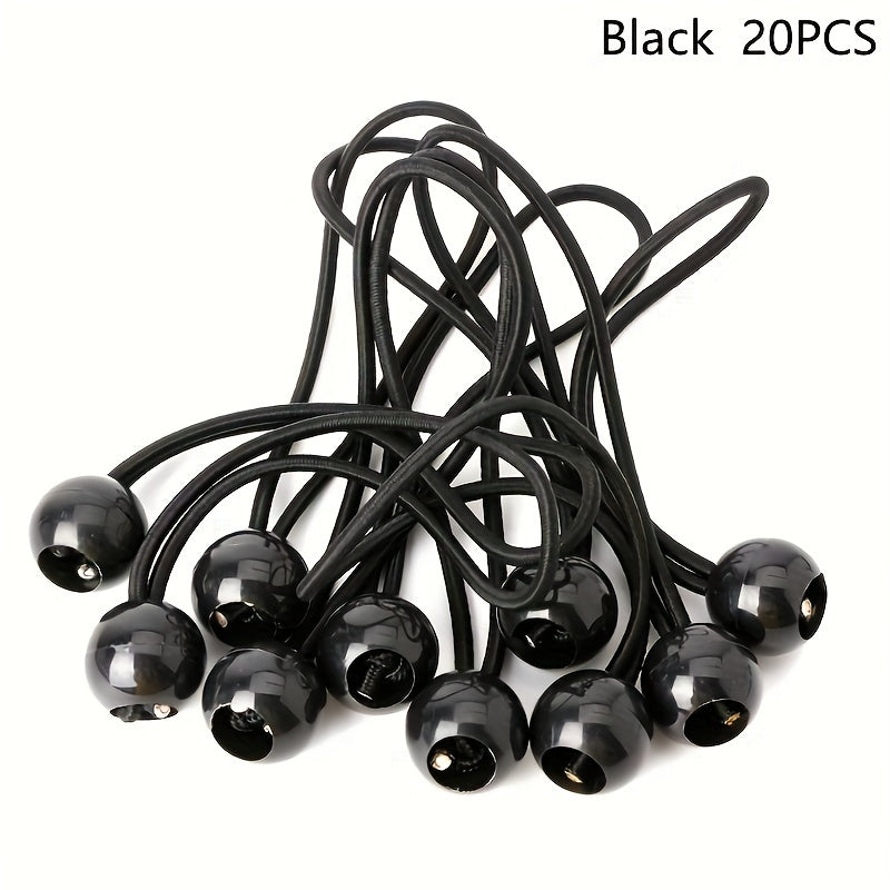20pcs Heavy Duty Bungee Cord Balls with 20 Pcs, UV Resistant for Camping, Tarp, Shelter, Cargo, Tent Poles, RV, Net