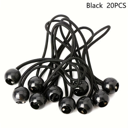 20pcs Heavy Duty Bungee Cord Balls with 20 Pcs, UV Resistant for Camping, Tarp, Shelter, Cargo, Tent Poles, RV, Net
