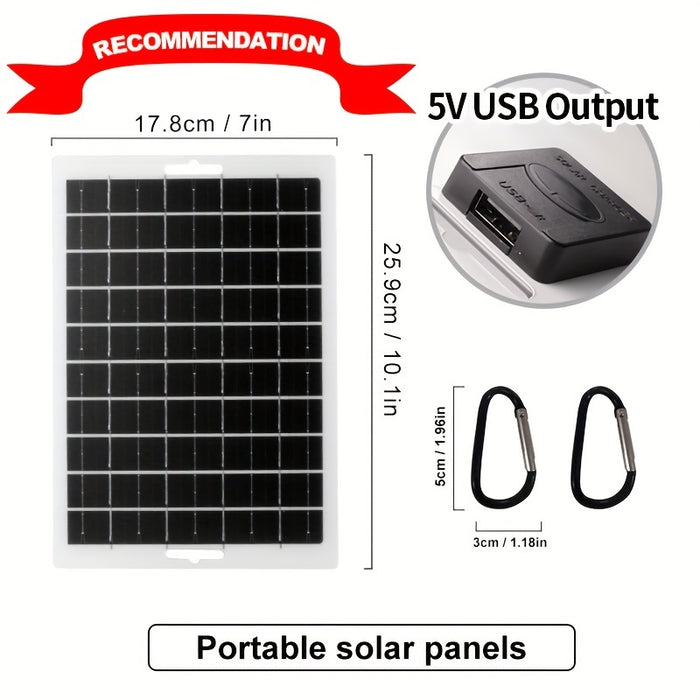 1pc Solar Portable Charging Panel Outdoor Solar USBCharger ls Suitable for Outdoor Travel And Camping, Mobile Power.Mobile Phone Charging Bank, Flashlight, Fan, Solar Panel Charger USB/DC, Charging a 5V battery