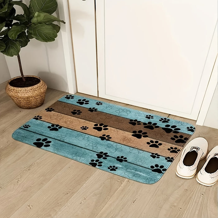 1pc Waterproof Dog Paw Print Doormat, Absorbent & Quick-Drying Dog Rug with Non-Slip Backing for Muddy Paws Entrance
