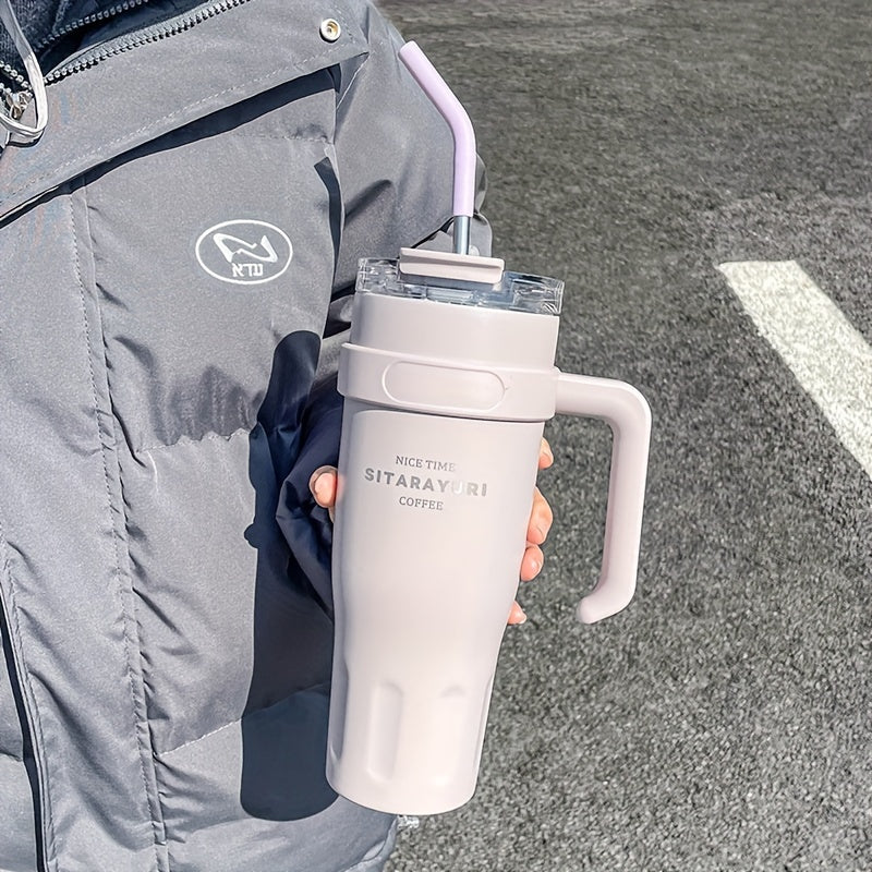 1140ML Stainless Steel Large Capacity Water Cup, Insulation Car and Simple Office Straw Ice Tumbler