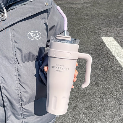 1140ML Stainless Steel Large Capacity Water Cup, Insulation Car and Simple Office Straw Ice Tumbler