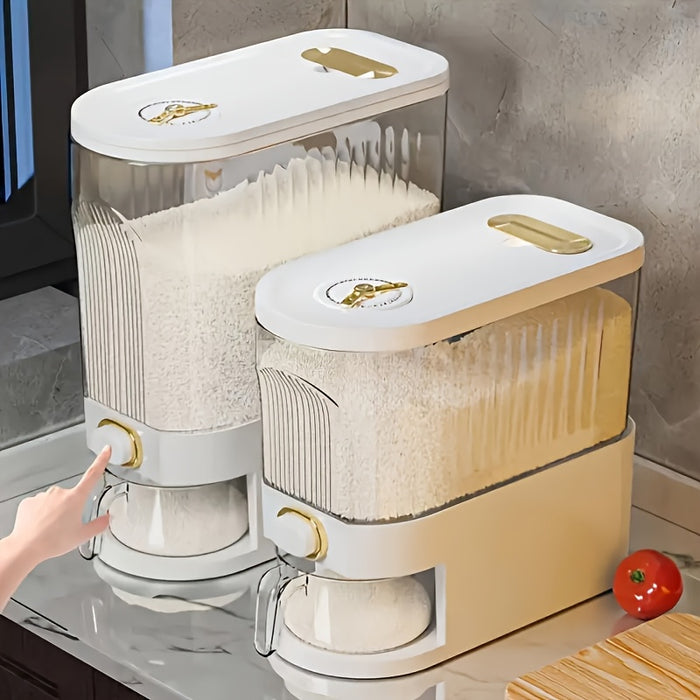 11.02LB/22.05LB Rice Dispenser, Large Dry Grain Storage Container with Measuring Cup And Time Scale, Food Dispenser for Kitchen Organization And Food Storage Room Used to Hold Grain Dry Grain