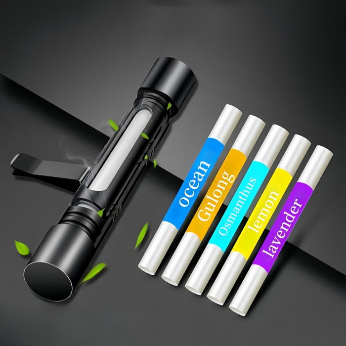 Car Air Freshener Vent Clip with Essential Oil Scents - Aromatherapy Diffuser for Refreshing Fragrance - 5 Scent Sticks and Holder