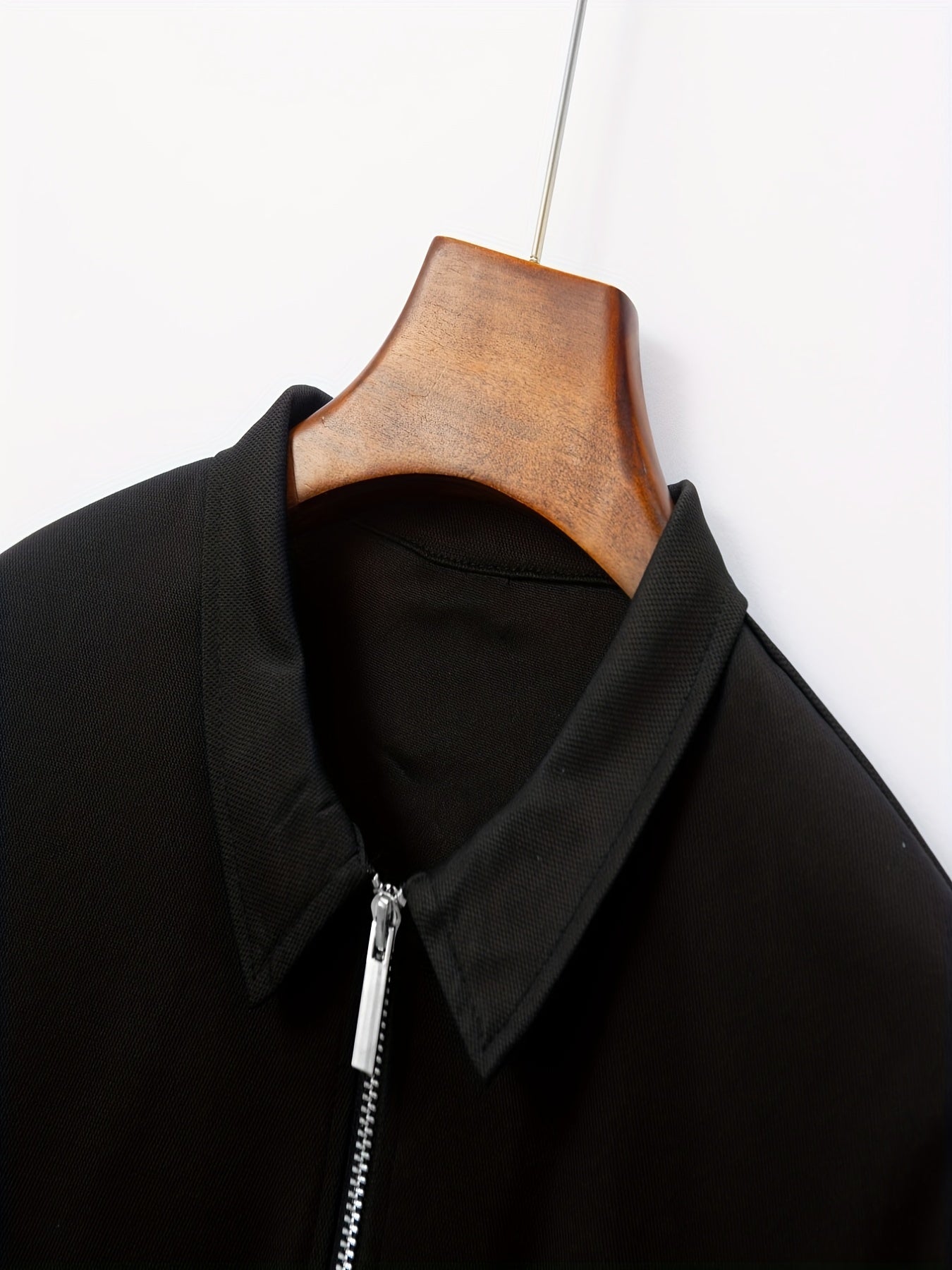 Men's Casual Long Sleeve Zipper Lapel Shirt with Chest Pocket, Spring/Fall Outdoor Wear