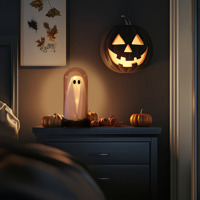 [Halloween Decor] Bamda 1pc Halloween Decorations, Cute Light Up Plastic Cloche | Halloween Indoor Night Light for Home Kitchen Mantel Tabletop Party Decor and Holiday Decor