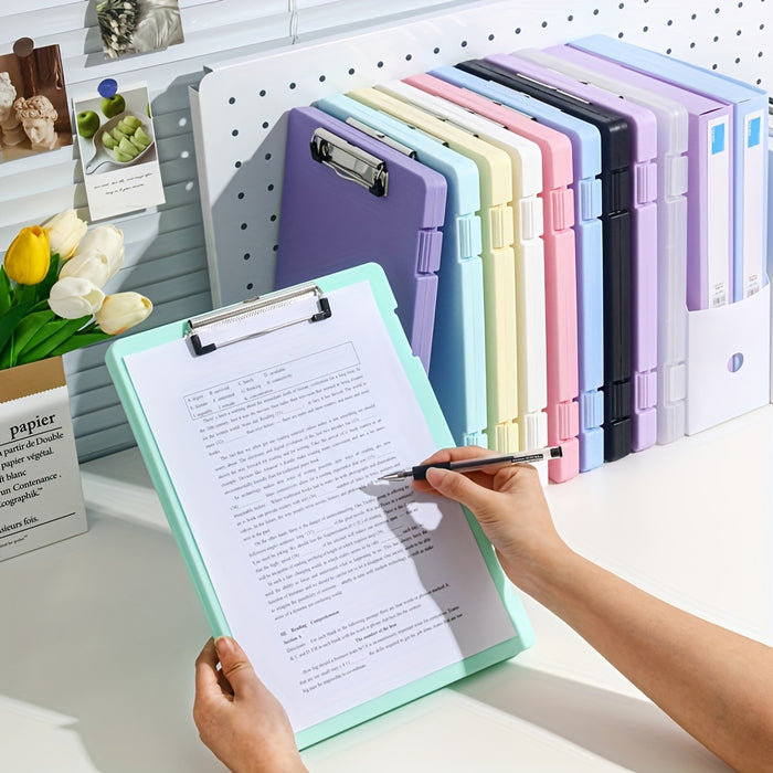 A4 File Folder Storage Box with Clip, Large Capacity for Student Test Papers, Subject Classification, Multi-functional for Music and Information Books