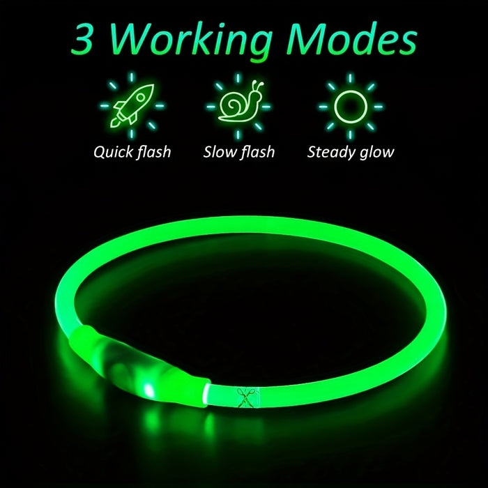 Rechargeable LED Dog Collar with Anti-Loss Feature, Bright Night Light for Dogs