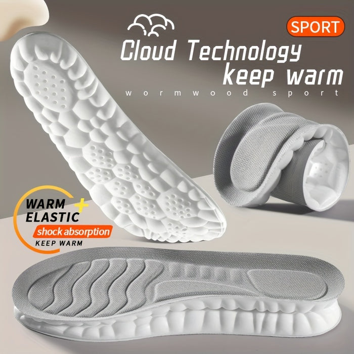 1pair 4D Sport Insoles: Breathable, High-Elasticity Cushions for Shock Absorption and Comfort