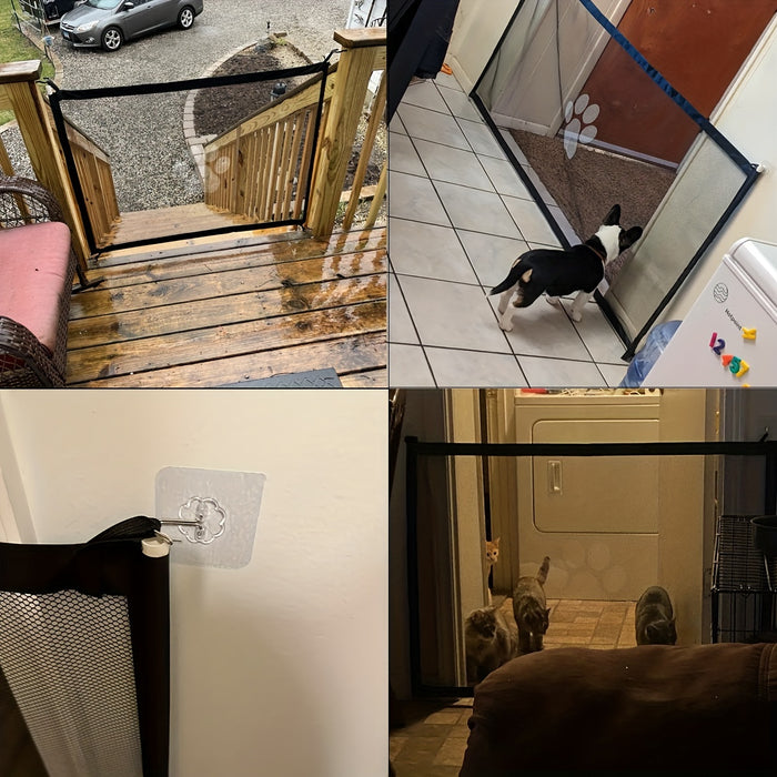Secure Portable Pet Safety Gate For Doorways - Quick-Fold Mesh Fence For Small Dogs - Adjustable, Childproof, Durable Design For Hallways, Doorways, And Staircases Safety Christmas Gift
