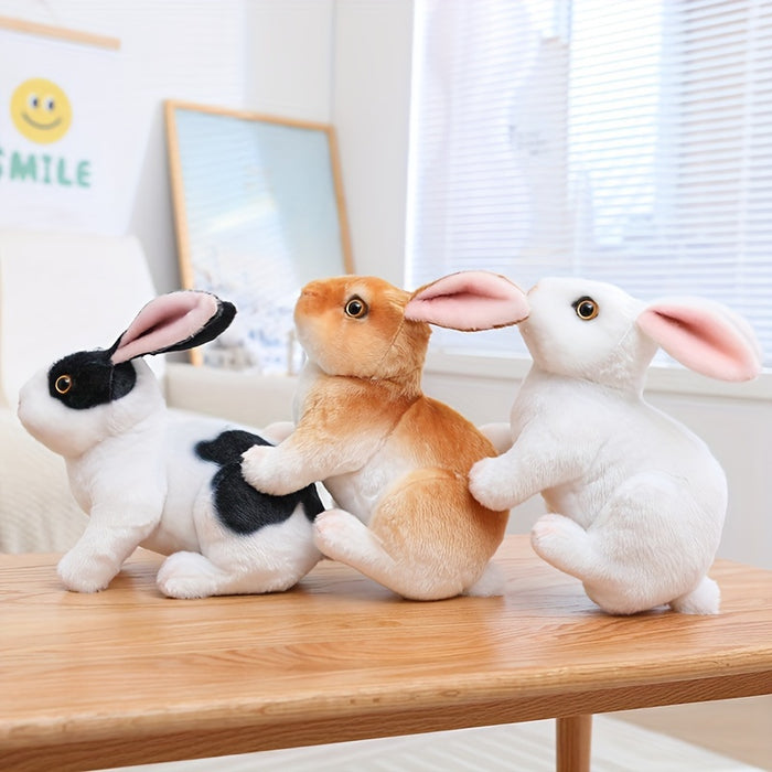 6.29in Lifelike Cute Rabbits Plush Toy - Realistic Bunny Simulation Model, 16cm Photo Props for Birthday, Home Decoration, Easter, Christmas, and Halloween Gifts