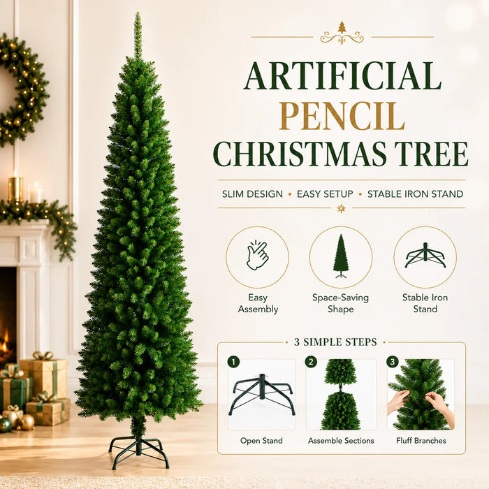 Pencil Artificial Christmas Tree PVC Material Encryption Christmas Tree 120CM to 210CM Family Christmas Party Arrange Decoration