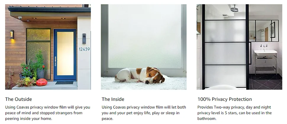 Window Film Frosted Glass Window Privacy Film No Glue Bathroom Window Privacy Film Static Cling Non-Adhesive Sun Blocking Heat