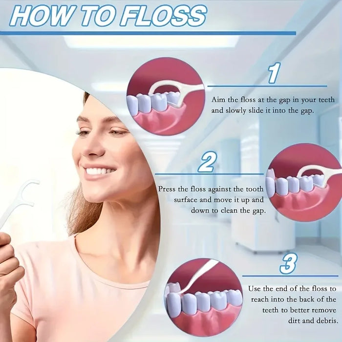 50/100PCS Portable Disposable Dental Floss Picks Deep Clean Interdental Sticks Daily Oral Care Travel Teeth Cleaning Tool Set