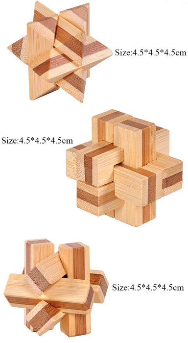 Small Lu Ban Lock IQ Brain Teaser Educational Toy for Kids Children Wooden Kong Ming Unlock Toys Adult Montessori 3D Puzzle Game