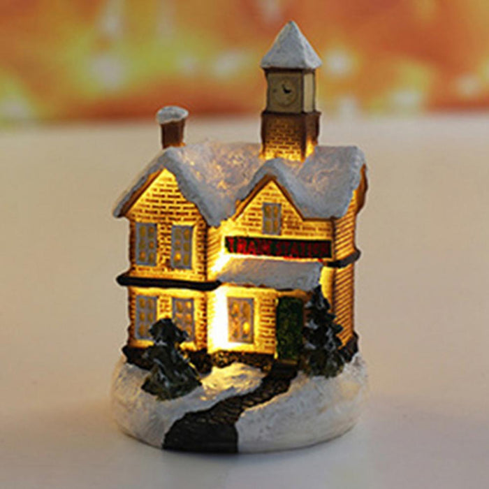 Christmas Scene Village Houses Town Decoration With Warm White Led Light