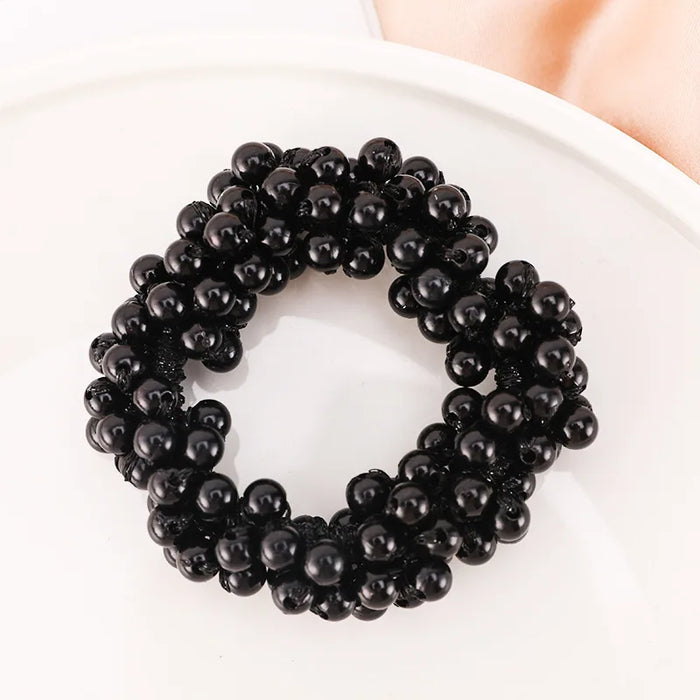 Woman Elegant Pearl Hair Ties Beads Girls Bow Scrunchies Rubber Hairbands Ponytail Holders Hair Accessories Elastic Hair Bands