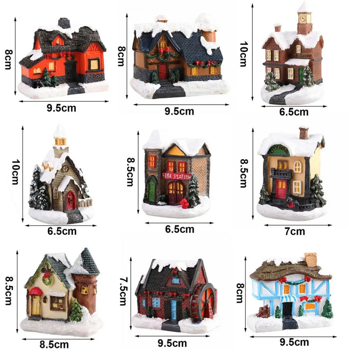 Christmas Scene Village Houses Town Decoration With Warm White Led Light