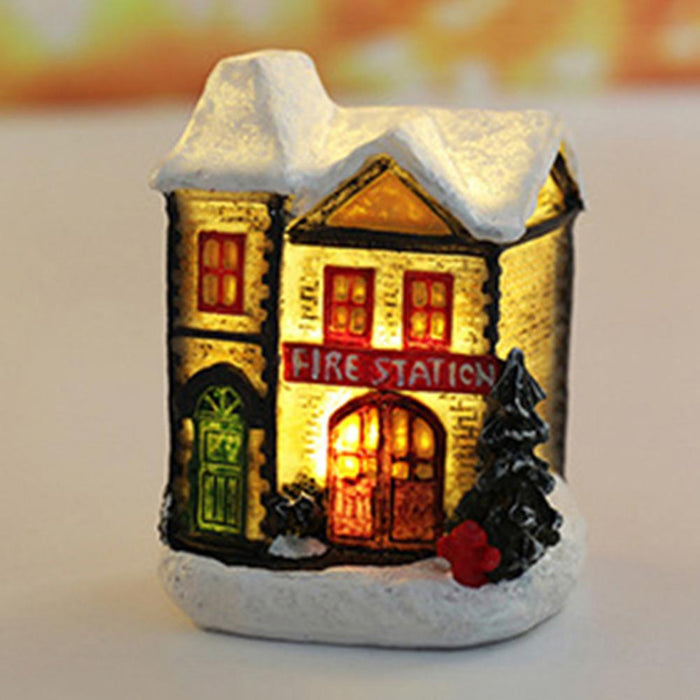 Christmas Scene Village Houses Town Decoration With Warm White Led Light