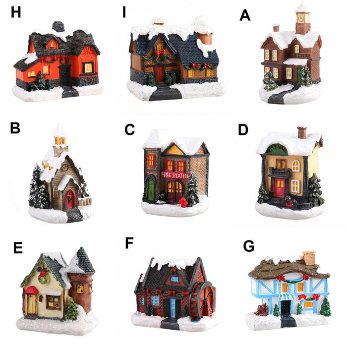 Christmas Scene Village Houses Town Decoration With Warm White Led Light