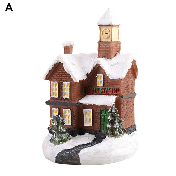 Christmas Scene Village Houses Town Decoration With Warm White Led Light