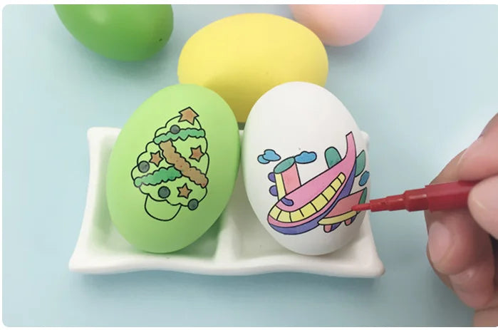 12pcs DIY Painting Easter Eggs  for Children Arts Crafts Color Filling Drawing Toy Kids Birthday Party Favors Kindergarten Gifts