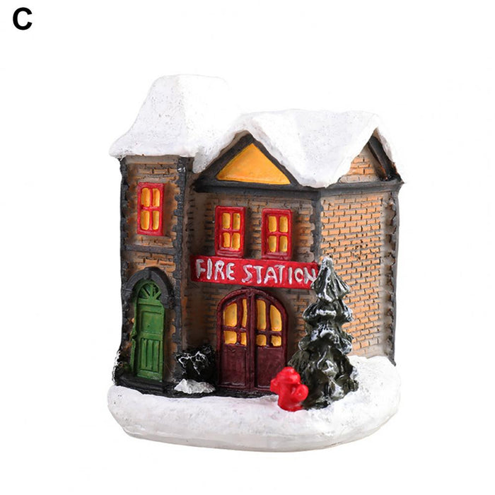 Christmas Scene Village Houses Town Decoration With Warm White Led Light