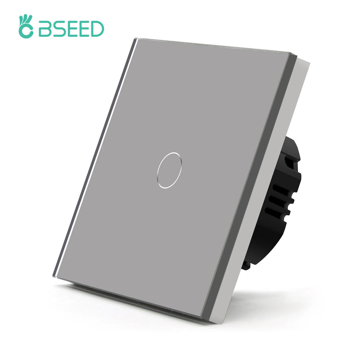 Bseed EU Standard 1/2/3Gang Light Touch Switches Home Wall Switches Gray Glass Sensor Switches Type-c USB Power Charge Sockets