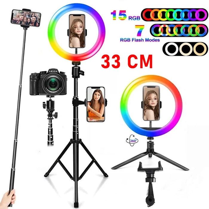12 Inch Dimmable RGB LED Selfie Ring Fill Light 33CM Photo Ring Lamp