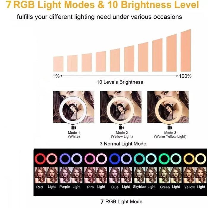12 Inch Dimmable RGB LED Selfie Ring Fill Light 33CM Photo Ring Lamp