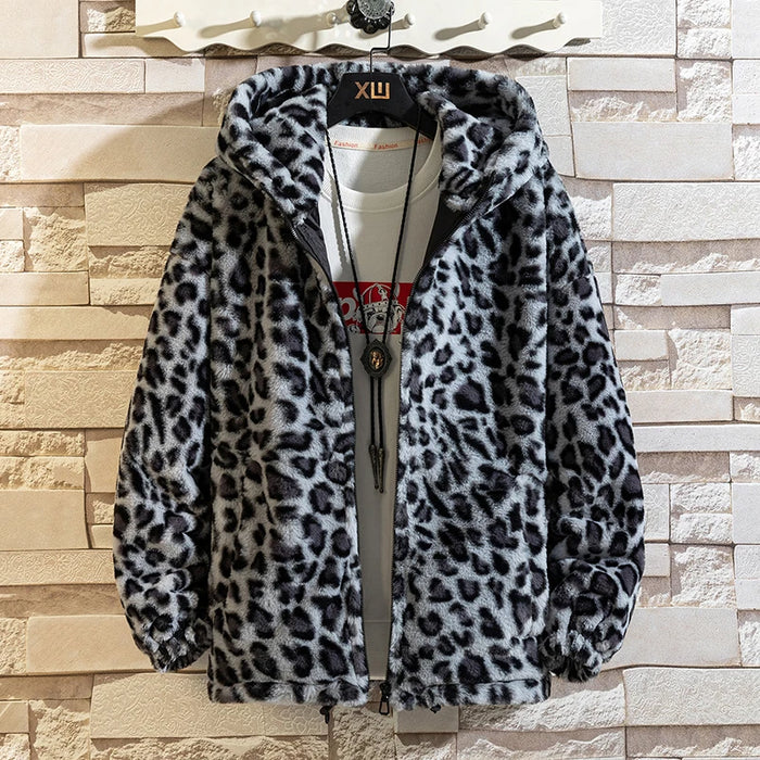 Leopard Print Jacket Loose and Comfortable Cotton-padded