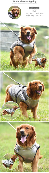 Waterproof Warm Dog Jacket Vest Winter Dog Clothes With Harness French-Bulldog Coat Pet Costume for Small Large Dogs Chihuahua