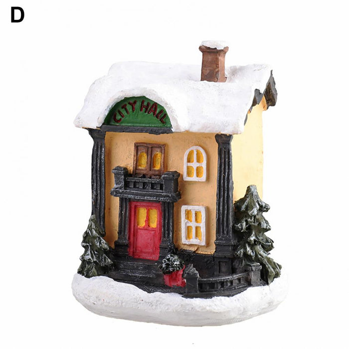 Christmas Scene Village Houses Town Decoration With Warm White Led Light