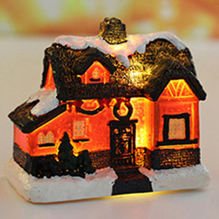 Christmas Scene Village Houses Town Decoration With Warm White Led Light