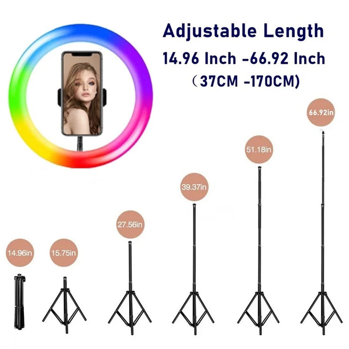 12 Inch Dimmable RGB LED Selfie Ring Fill Light 33CM Photo Ring Lamp