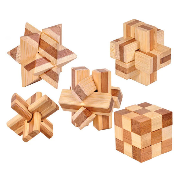 Small Lu Ban Lock IQ Brain Teaser Educational Toy for Kids Children Wooden Kong Ming Unlock Toys Adult Montessori 3D Puzzle Game