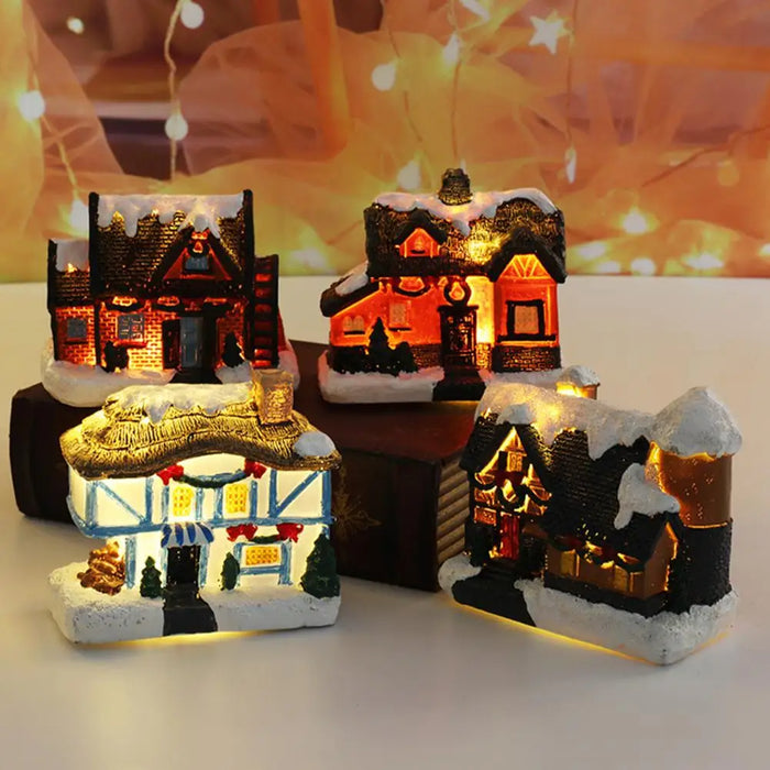 Christmas Scene Village Houses Town Decoration With Warm White Led Light