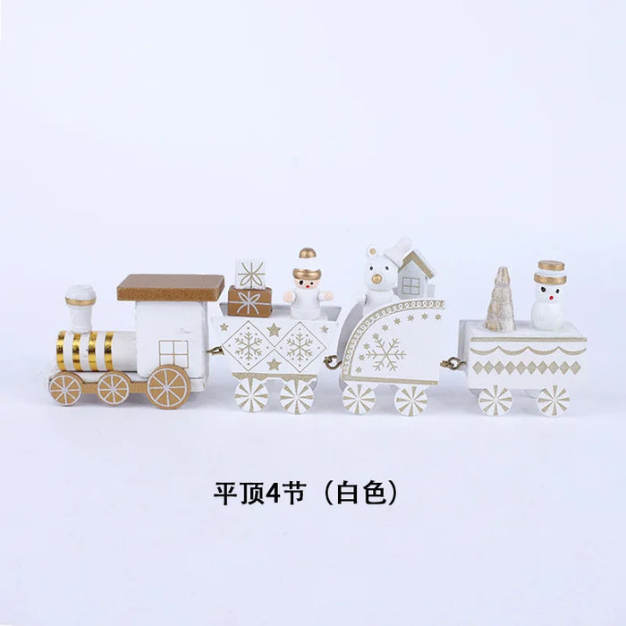 4 Knots Christmas Train Painted Wooden Christmas Decoration for Home with Santa Kids Toys Ornament Navidad 2019 New Year Gift