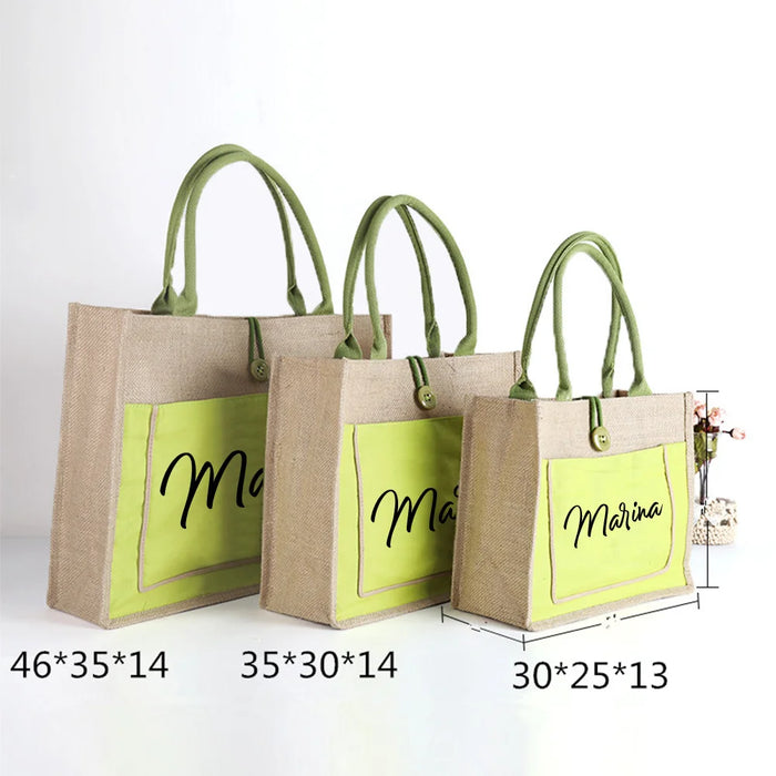 Personalized Large Jute Cotton Tote Bag