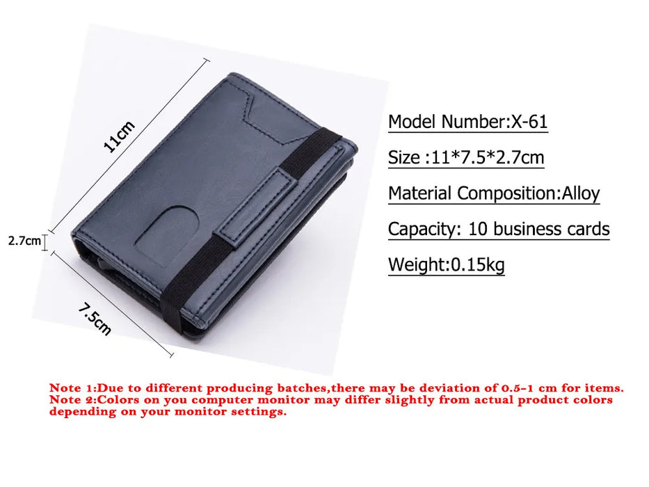 Custom Engraving Wallet Men Credit Card Holder RFID Blocking Anti-thief Leather Purse Card Wallet with ID Window Coin Pocket Bag