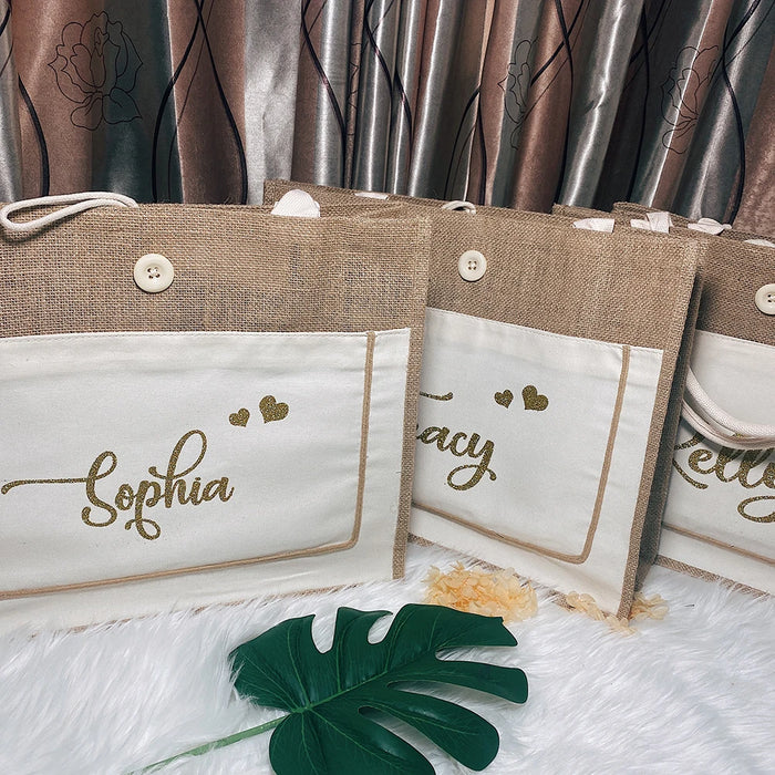 Personalized Large Jute Cotton Tote Bag