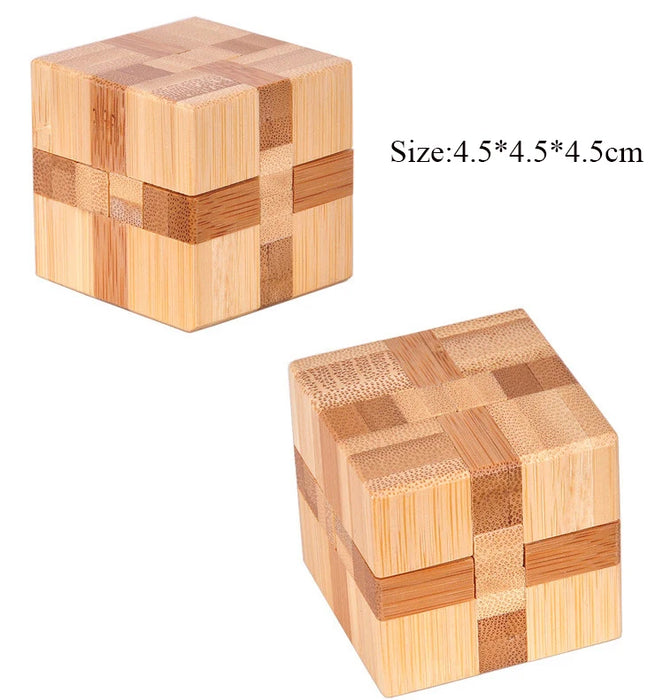 Small Lu Ban Lock IQ Brain Teaser Educational Toy for Kids Children Wooden Kong Ming Unlock Toys Adult Montessori 3D Puzzle Game